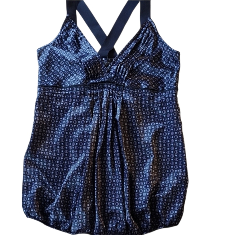 Red By Marc Ecko Navy Blue Satin Logo Patterned Camisole Top Junior M But Small